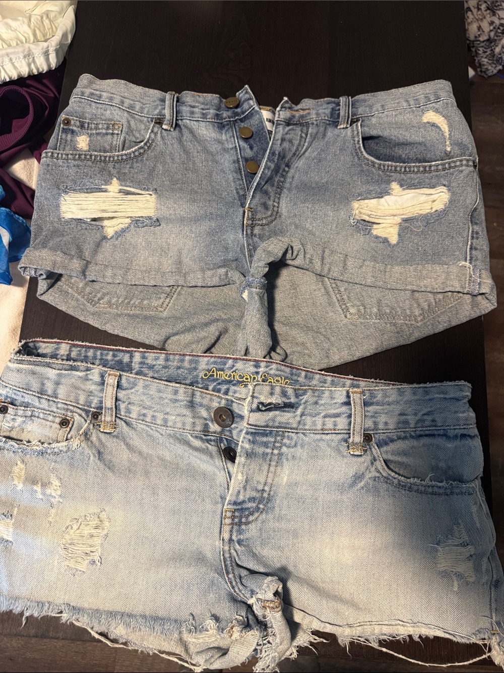 Bundle Light Wash Distressed Denim Shorts - Set of 2